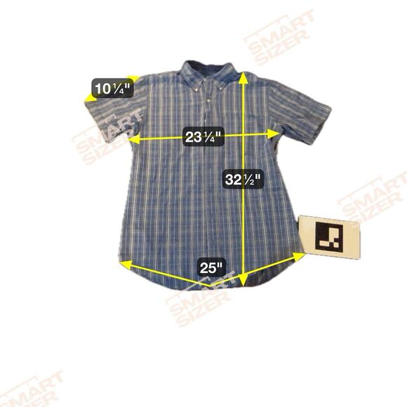 Arrow Button Front Shirt, Men's Size LT,‎ Blue Plaid Short Sleeves, Cotton Blend - Picture 3 of 7